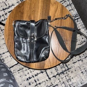 Black leather Coach crossbody